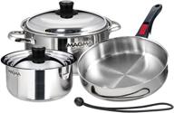 🍳 magma products 7 piece induction cooktop gourmet nesting stainless steel cookware set - a10-362-ind, black logo