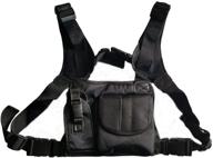 lewong universal hands free chest harness bag holster for two way radio (rescue essentials) (leather black) logo