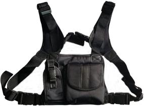 img 4 attached to Lewong Universal Hands Free Chest Harness Bag Holster For Two Way Radio (Rescue Essentials) (Leather Black)