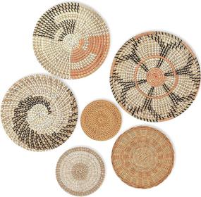 img 4 attached to 🧺 Boho Style Hanging Woven Wall Basket Decor Set - 6 Seagrass Baskets for Unique Wall Art and Rattan Décor"