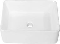 🚽 logmey rectangle bathroom sink - 16"x12" white vessel sink above counter ceramic vanity art basin logo