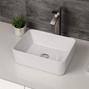 img 3 attached to 🚽 Logmey Rectangle Bathroom Sink - 16"x12" White Vessel Sink Above Counter Ceramic Vanity Art Basin