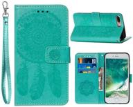 📱 jancalm classic pattern pu leather wallet case for iphone 6/6s plus, iphone 7 plus, and iphone 8 plus – [green] with wrist strap, card holder, cash slots, and stand feature logo