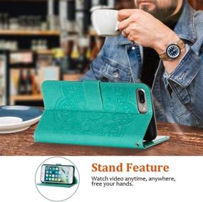 img 3 attached to 📱 JanCalm Classic Pattern PU Leather Wallet Case for iPhone 6/6S Plus, iPhone 7 Plus, and iPhone 8 Plus – [Green] with Wrist Strap, Card Holder, Cash Slots, and Stand Feature