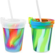 🥤 unbreakable silipint silicone kids' cups with lids and straws - durable, earth-friendly tumblers (2-pack, hippy hop & sea swirl) - safety-tested logo