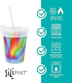 img 2 attached to 🥤 Unbreakable Silipint Silicone Kids' Cups with Lids and Straws - Durable, Earth-Friendly Tumblers (2-Pack, Hippy Hop & Sea Swirl) - Safety-Tested
