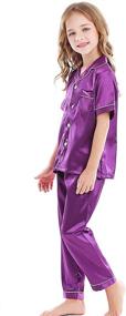 img 2 attached to Horcute Kids Satin 2-Piece Pajama Sleepwear Set: Short-Top and Long-Pants Combo