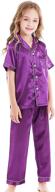 horcute kids satin 2-piece pajama sleepwear set: short-top and long-pants combo logo