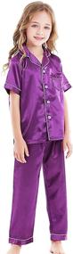 img 4 attached to Horcute Kids Satin 2-Piece Pajama Sleepwear Set: Short-Top and Long-Pants Combo