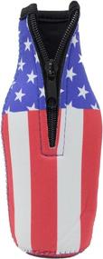 img 1 attached to 🍺 Neoprene Beer Bottle Sleeves (6 Pack) with American Flag Design and Bottle Opener - Fits 12 Ounce Glass Beer Bottles