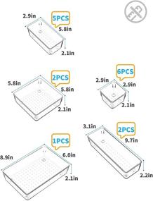 img 3 attached to JARLINK 16 Pack Clear Desk Drawer Organizer Trays - Versatile Bathroom, Vanity, and Office Storage Bins for Makeup, Kitchen, and Supplies - 5 Different Sizes for Maximum Organization