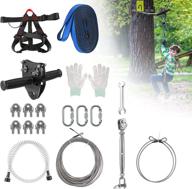 🪢 backyard zipline kits: trolley for kids and adults, outdoor half body safety belt with spring brake, 80ft line, supports up to 330 lbs - ideal for outdoor playground entertainment логотип