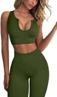 👚 fafofa women's 2-piece ribbed seamless crop tank and high waist yoga leggings set for workout outfits logo