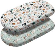 soft plush baby bassinet sheets - unisex for baby boy or girl - fits 33 x 17 x 2 inches oval bassinet mattress - includes 2 pack of bassinet pads in flowery animal design logo