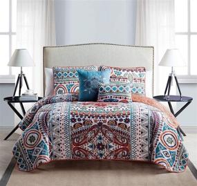 img 4 attached to Colorful and Stylish: VCNY 5 Piece Natasha Quilt Set for Full/Queen Beds