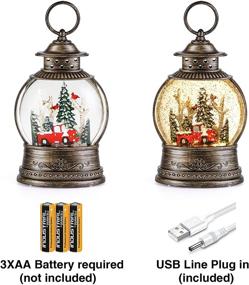 img 2 attached to Christmas Snow Globes: Sparkly Glitter Snow Globe Lantern with Music for Festive Decorations & Collectibles - USB/Battery Operated