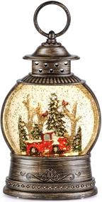 img 4 attached to Christmas Snow Globes: Sparkly Glitter Snow Globe Lantern with Music for Festive Decorations & Collectibles - USB/Battery Operated