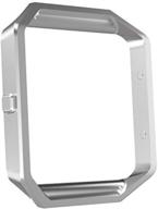 📟 moko frame for fitbit blaze, stainless steel metal frame replacement housing - silver - compatible with fitbit blaze smart watch logo