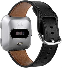 img 4 attached to Genuine Leather Bands for Fitbit Versa/Fitbit Versa 2/Fitbit Versa Lite - Stylish Replacement Straps for Women and Men