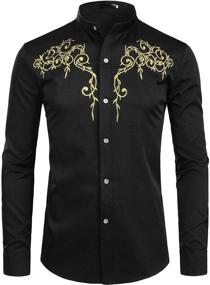 img 4 attached to ZEROYAA Hipster Design Embroidery Mandarin Men's Clothing in Shirts