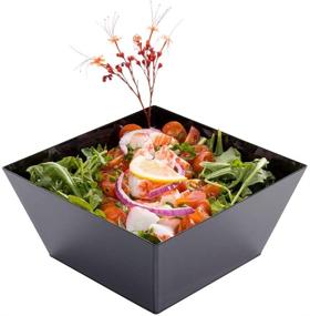 img 3 attached to 25 Medium Square Plastic Serving Bowls - 18 Ounce, Recyclable, Crack-Resistant, Black Plastic Square Disposable Bowls, Durable, Ideal for Parties Or Catering Events - Restaurantware