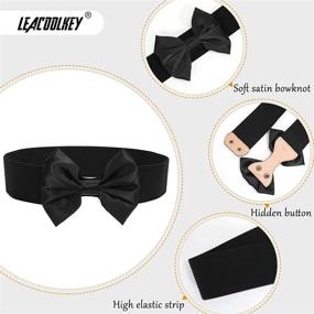 img 2 attached to 🎀 Vintage Women's Bow Knot Elastic Waist Belt for Dress, Stretchy Wide Waistband Cinch Belt with Snap Buckle