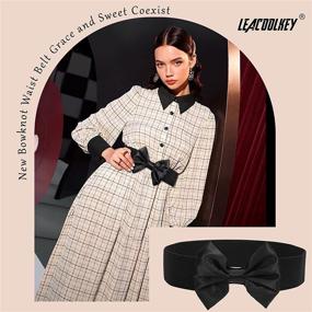 img 3 attached to 🎀 Vintage Women's Bow Knot Elastic Waist Belt for Dress, Stretchy Wide Waistband Cinch Belt with Snap Buckle