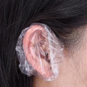 img 3 attached to 💦 Waterproof Disposable Ear Protectors (200-Pack) for Hair Dye, Shower, Bathing - Clear and Effective