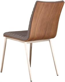 img 1 attached to 🪑 Armen Living Café Dining Chair in Brushed Gray with Stainless Steel Frame and Walnut Back, Ideal for Kitchen and Dining, Dimensions: 33.5" x 17" x 22