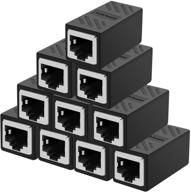 🔌 high-quality rj45 coupler: dingsun ethernet connector adapter for cat7 cat6 cat5e ethernet cable extender (black, pack of 10) logo