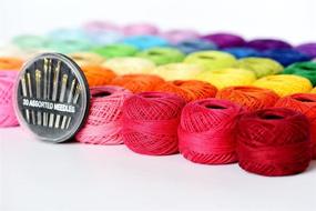 img 2 attached to Набор нитей для вязания крючком LE PAON 48: многоцветные моточки размера 8 + бонусные 30 золотых игл для ручной вышивки, крестиком, гобелена и хардангера