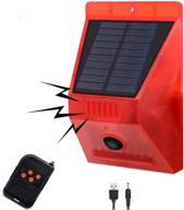 🔦 hulppre solar strobe light: motion detector alarm with remote controller, 129db sound security siren, ip65 waterproof - perfect for home, farm, barn, villa, yard - 24 hours+night mode logo