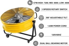 img 1 attached to 🌀 JPOWER 24 Inch High Velocity Metal Drum Fan – 7200CFM, 3-Speed Air Circulation for Industrial, Commercial, Residential, and Shop Use – ETL Safety Listed