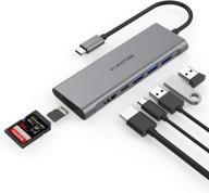 🔌 lention usb c multi-port hub - 4k hdmi, 3 usb 3.0, sd/micro sd reader, type c charging adapter - for 2020-2016 macbook pro (thunderbolt 3), new mac air/surface, chromebook, and more - space gray (cb-c36b) логотип