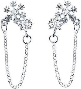 img 4 attached to ❄️ SLUYNZ 925 Sterling Silver CZ Snowflake Dangle Earrings | Sparkling Snowflake Tassel Jewelry for Women & Teen Girls