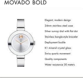 img 3 attached to ⌚️ Movado Women's BOLD Stainless Steel Watch - Sunray Dial, Silver/Gold/Pink (Model 3600194)