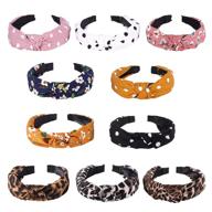 🌸 stylish 10-pack leopard print and floral knotted headbands: fashionable hair accessories for women and girls logo