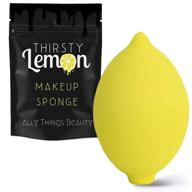 ally things beauty thirsty lemon makeup sponge - yellow lemon shaped blender for 🍋 liquid foundation, cream, or powder blending - latex-free cosmetic applicator - cute & daily beauty sponge logo