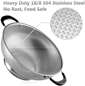 img 3 attached to 🍝 18/8 Stainless Steel Colander - Micro-Perforated 5-Quart Strainer with Heat Resistant Handles - BPA Free - Ideal for Pasta, Noodles, Vegetables, and Fruits