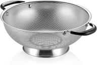 🍝 18/8 stainless steel colander - micro-perforated 5-quart strainer with heat resistant handles - bpa free - ideal for pasta, noodles, vegetables, and fruits logo