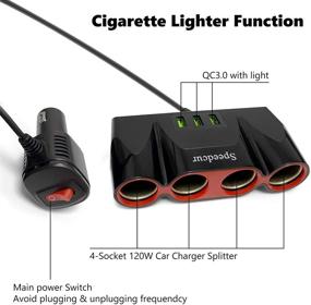 img 3 attached to 🔌 120W 12V/24V USB Car Charger Splitter Adapter with 4-Socket Cigarette Lighter & 3 USB QC3.0 Charger Ports - Ideal for GPS, Dash Cam, Sat Nav, Phone, iPad