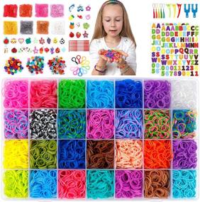 img 4 attached to 🔮 Complete Rubber Bands Refill Loom Kit: 18,980+ Bands in 37 Vibrant Colors, S-Clips, Beads, Hooks, Tassels, and More!