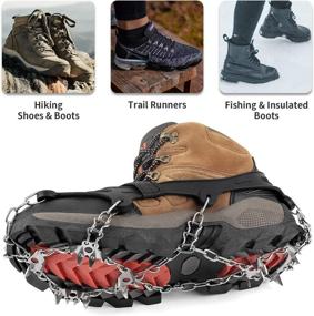 img 1 attached to 🦈 SHARKMOUTH Ice Traction Cleats - Winter Snow Grips for Boots and Shoes with 23 Stainless Steel Spikes - Anti Slip, Safe Protection for Walking, Jogging, Climbing, and Hiking on Snow and Ice