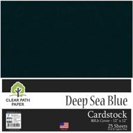 🔵 premium deep sea blue cardstock - 12x12 inch - heavyweight 80lb cover - pack of 25 sheets - clear path paper logo