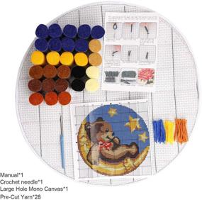 img 1 attached to 🧸 Shaggy DIY Latch Hook Kit Rug Bear with Crochet Needlework Crafts - Latch Kits for Adults and Kids - 19.7" X 19.7" (ZD01)