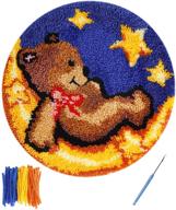 🧸 shaggy diy latch hook kit rug bear with crochet needlework crafts - latch kits for adults and kids - 19.7" x 19.7" (zd01) logo