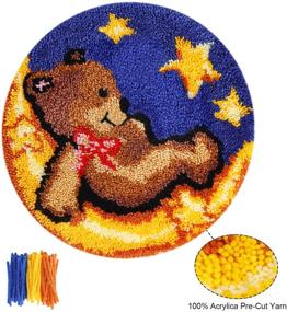 img 3 attached to 🧸 Shaggy DIY Latch Hook Kit Rug Bear with Crochet Needlework Crafts - Latch Kits for Adults and Kids - 19.7" X 19.7" (ZD01)