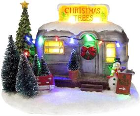 img 2 attached to Musical Christmas Tree RV Trailer Figure with 🎄 Snowman and LED Lights Playing 8 Melodies - Lightahead