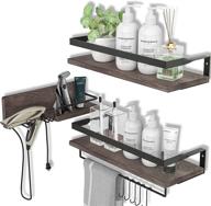 lynnc 3 in 1 rustic floating shelves: stylish decorative storage with towel bar for bathroom, kitchen & bedroom - set of 3 shelves logo