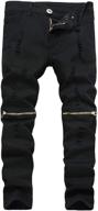 👖 boys' slim straight fit elastic waist stretch fashion ripped jeans: sizes 5-16 logo